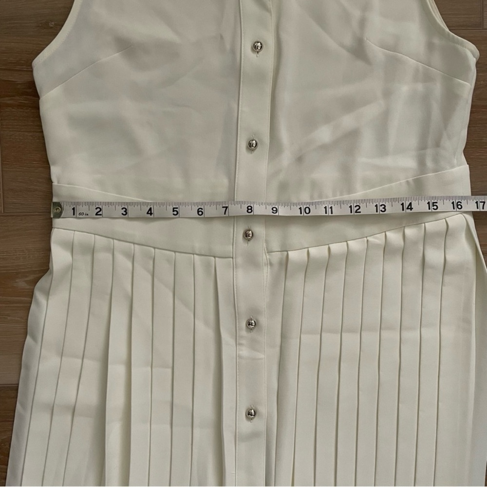 Karen Millen Soft Tailored Pleated Sleeveless Shirt Midi Dress 6 - Picture 5 of 9
